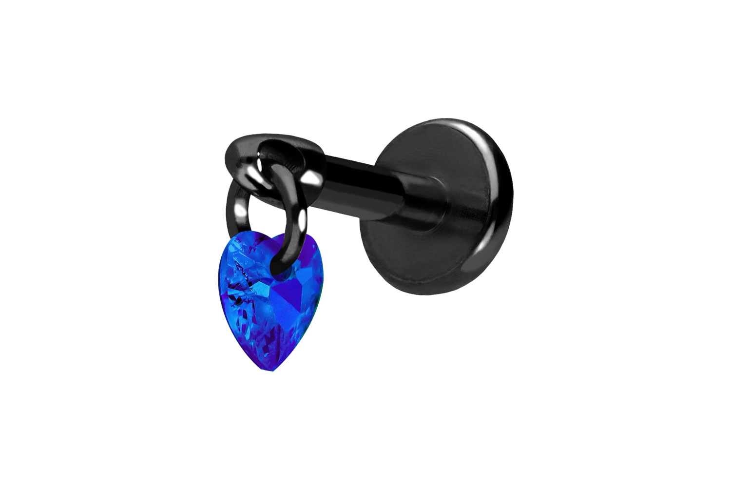 Titan Labret Piercing mit Push Fit KRISTALLHERZ